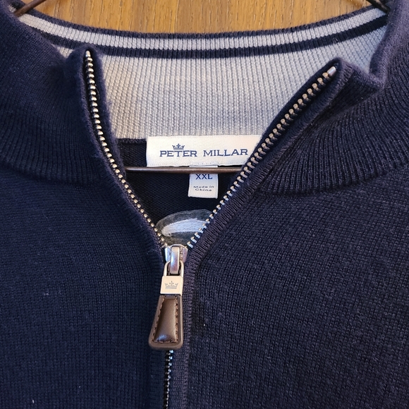 Peter Millar Navy Merino Wool Quarter Zip Sweater in Size XXL - Picture 3 of 8